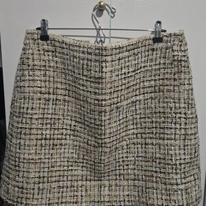 LOFT Tweed A-Line Skirt in Cream and Black